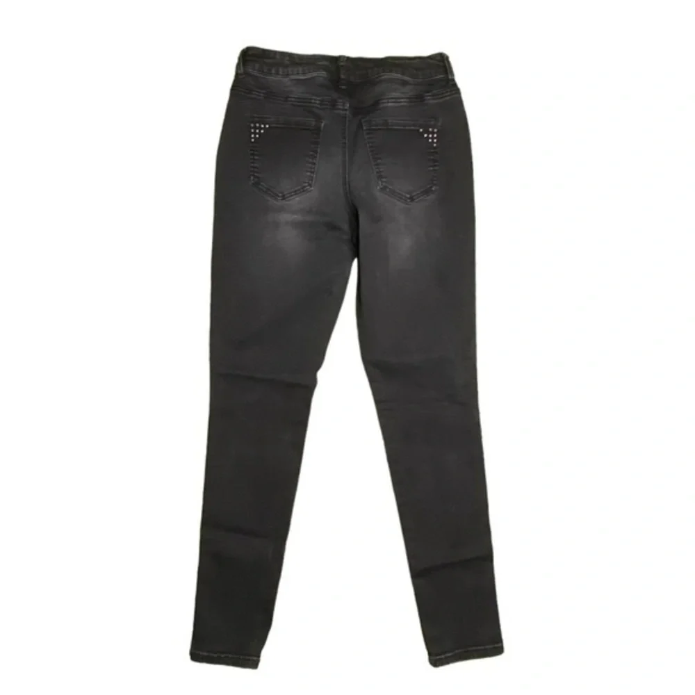 Maurices Jeans Faded Black Studded Skinny Jeans Size Medium Regular 8 10 - Picture 11 of 14